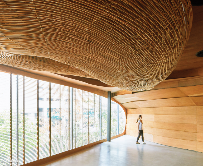 Rattan Offers a Meditative Focal Point in This Yoga Studio