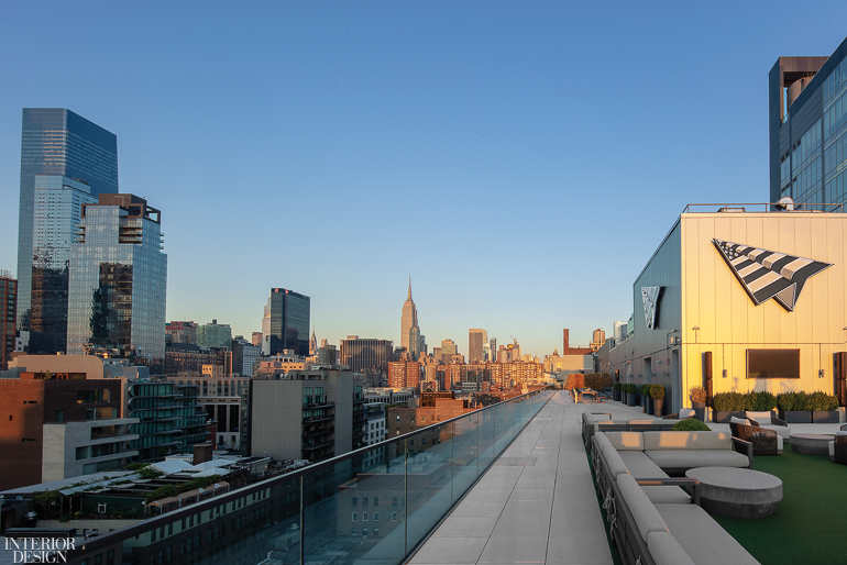 rooftop deck with view of the city