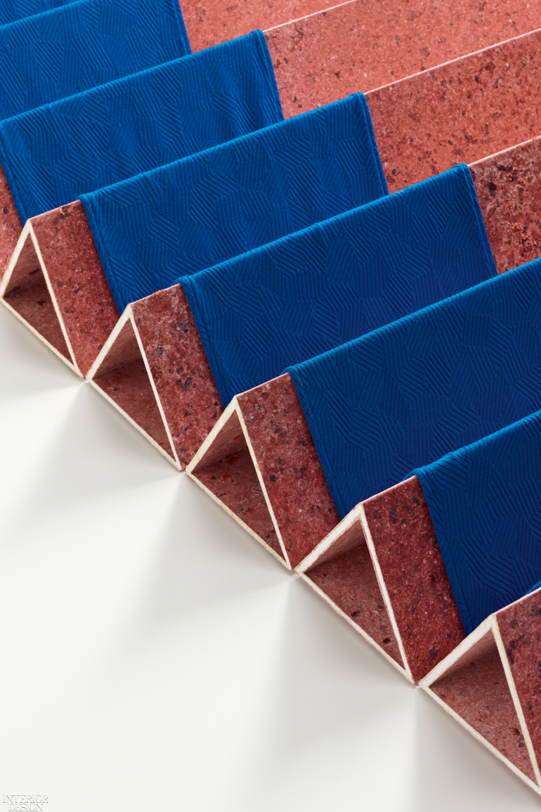 a room divider made of thick blue ribbons